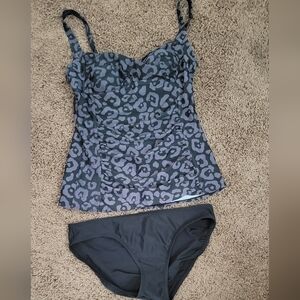 4/$15 SALE Merona | Gray Leopard Print Swimwear Set Swim Tankini Set